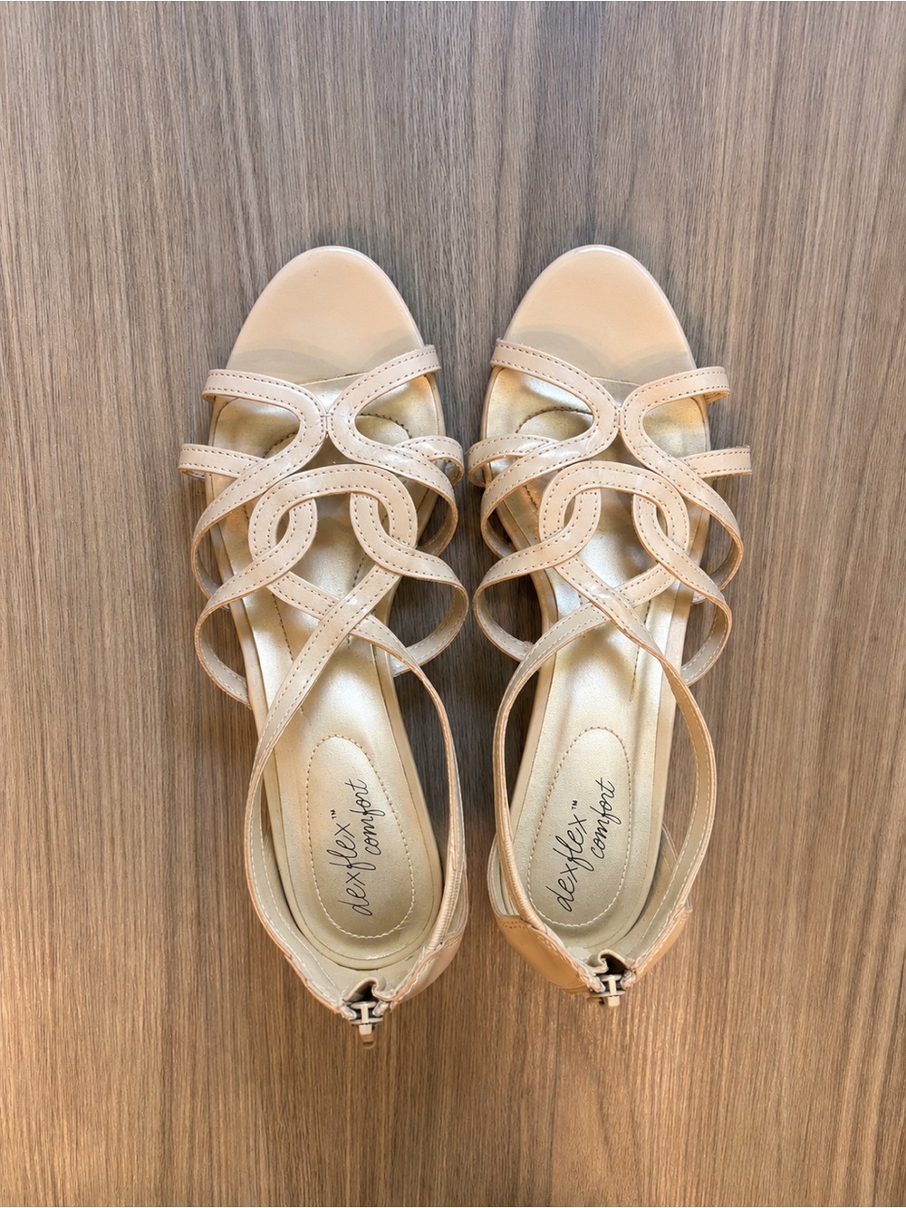 Women's Nude Low Wedge Strappy Sandals
